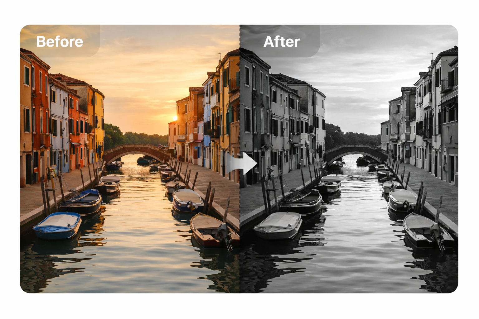 Before and after image color modification example
